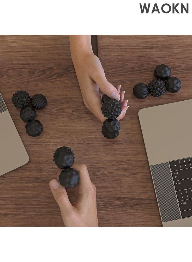 WAOKN Magnetic Balls Fidget Toys for Adults&Teens, 4pcs Large Sensory Attraction Stress Balls with Silicone Shell to Calm Restless Hands Anxious Mind, Office Desk Magnet Balls Toys for Anxiety Relief（Black） - Image 2