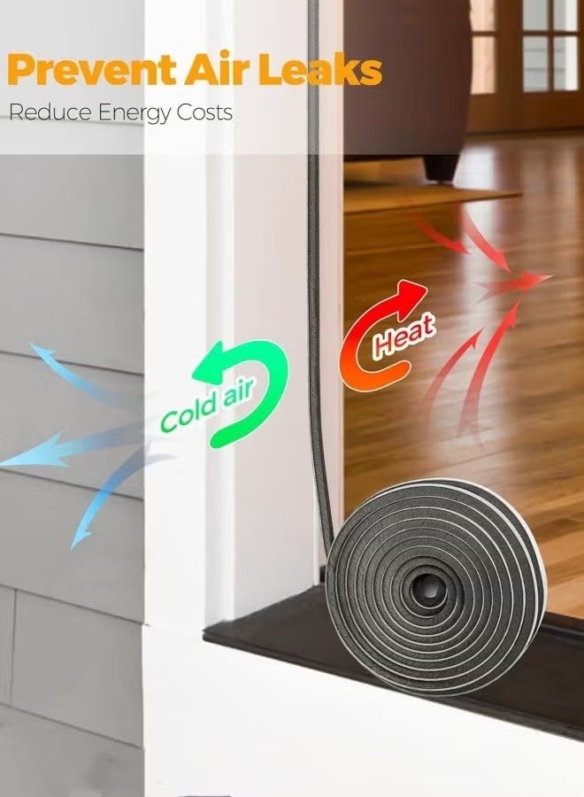 Comysubao 9*5mm Grey Self-Adhesive Weather Seal, Draft Stopper & Noise Blocker for Doors, Windows, Patio & Cabinet - Image 3