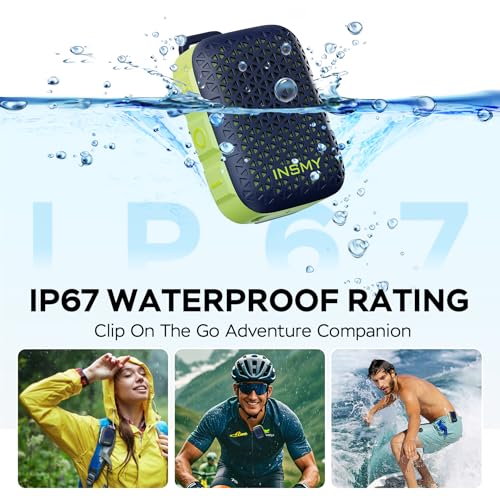 INSMY Wearable Bluetooth Speakers,IP67 Waterproof,Clip-On Portable Small Personal Speaker/Clean Sound/Stereo Pair/Wireless/ENC Built-in Mic/Lightweight for Golf Work Pool Gift(Non-Magnetic) (Blue) - Image 2
