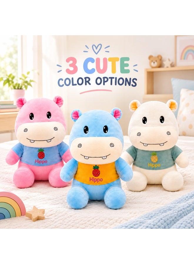 Hippo Plush Hippo Toy for Kids, Soft Stuffed Animal, Cute Cuddly Plushie Pillow, Fluffy Hugging Toy for Boys & Girls, Baby Sleeping Companion, Birthday Gift, Room Decoration, Multicolour - Image 2