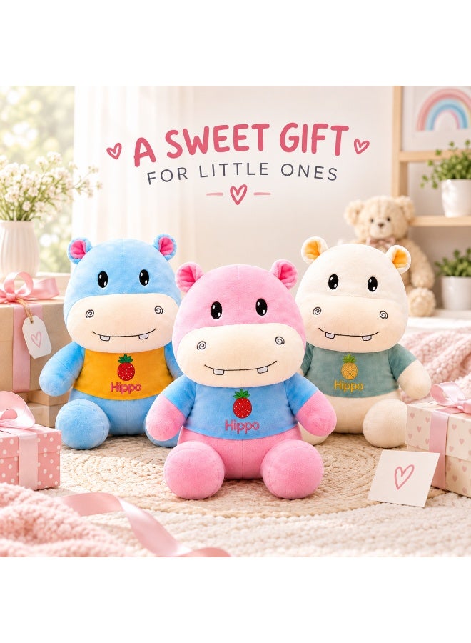 Hippo Plush Hippo Toy for Kids, Soft Stuffed Animal, Cute Cuddly Plushie Pillow, Fluffy Hugging Toy for Boys & Girls, Baby Sleeping Companion, Birthday Gift, Room Decoration, Multicolour - Image 5