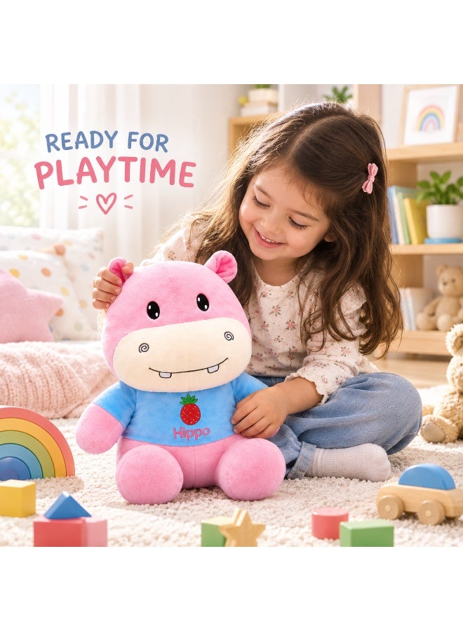 Hippo Plush Hippo Toy for Kids, Soft Stuffed Animal, Cute Cuddly Plushie Pillow, Fluffy Hugging Toy for Boys & Girls, Baby Sleeping Companion, Birthday Gift, Room Decoration, Multicolour - Image 4