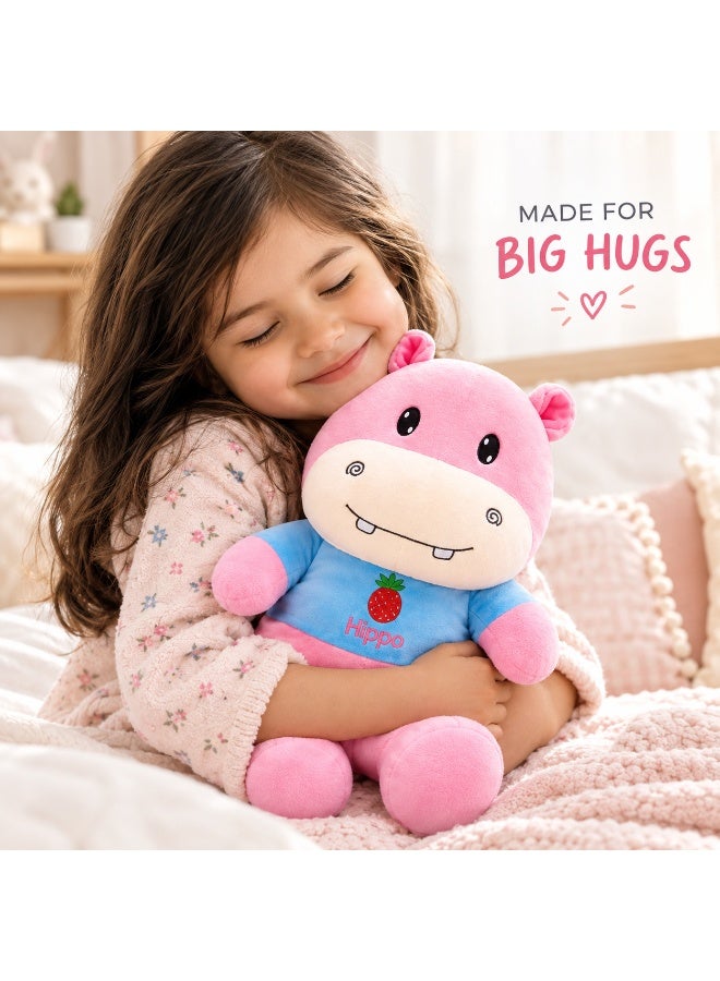 Hippo Plush Hippo Toy for Kids, Soft Stuffed Animal, Cute Cuddly Plushie Pillow, Fluffy Hugging Toy for Boys & Girls, Baby Sleeping Companion, Birthday Gift, Room Decoration, Multicolour - Image 3