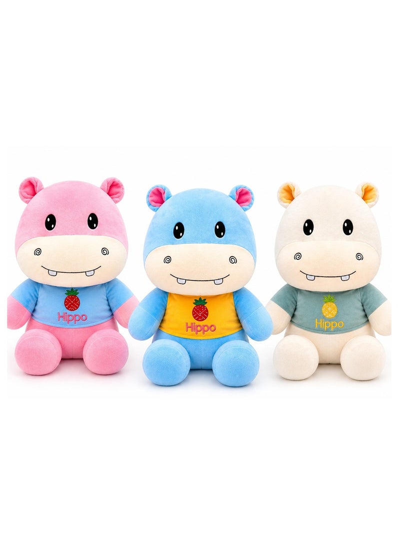 Hippo Plush Hippo Toy for Kids, Soft Stuffed Animal, Cute Cuddly Plushie Pillow, Fluffy Hugging Toy for Boys & Girls, Baby Sleeping Companion, Birthday Gift, Room Decoration, Multicolour - Image 1