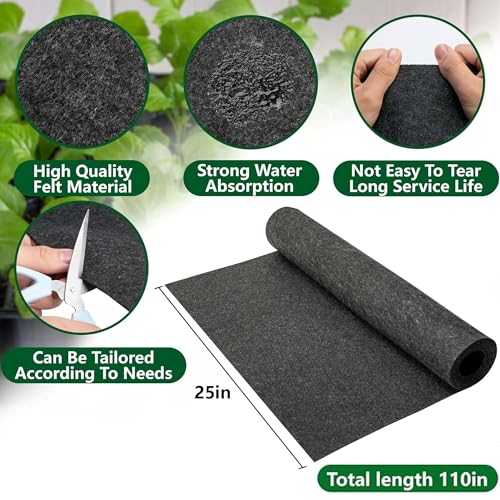 Adnee 110 x 25 Inch Automatic Plant Watering Mat, 3mm Thick Self Watering Capillary Mat, Felt Plant Water Wicking Mat for Seed Sprouting Hydroponics Potted Plants - Image 2