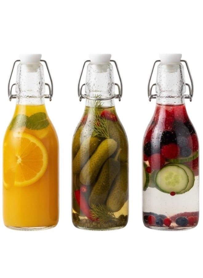 Ikea Set of 3 Glass Bottles with Airtight Stoppers - 150ml Capacity, High Quality Clear Glass for Preserving Juices, Oils and Sauces, Elegant Design, Reusable and Dishwasher Safe - Image 1