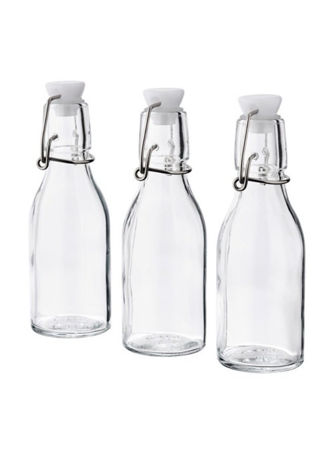Ikea Set of 3 Glass Bottles with Airtight Stoppers - 150ml Capacity, High Quality Clear Glass for Preserving Juices, Oils and Sauces, Elegant Design, Reusable and Dishwasher Safe - Image 2