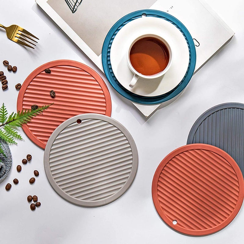 KITOOL 4 PCs of Round Silicone Heat Insulation pad, Thickened Dining Table mat, Coaster, Casserole mat, Non-Slip mat, Anti-Scald mat, high Temperature Resistance 6 in (Pack - 4 red) - Image 3