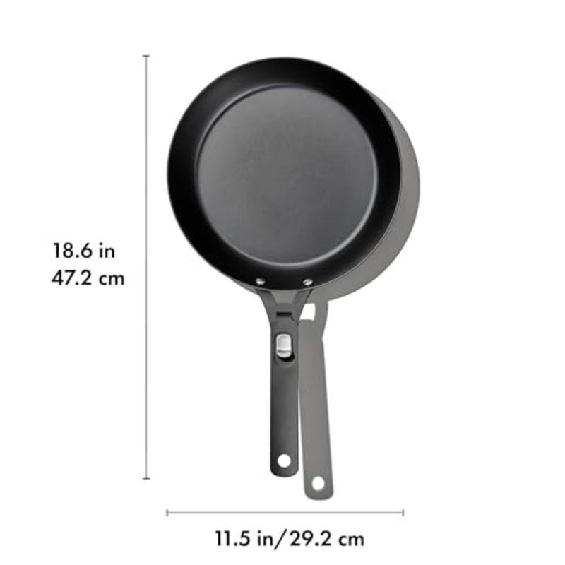 Outdoor Pre-Seasoned Carbon Steel 10" Frying Pan Skillet, Detachable Handle for Easy Storage, Indoor Use, Nonstick with Use, Induction Suitable, Oven and Broiler Safe, Browning, Grill, Sear, Saute, Black - Image 3