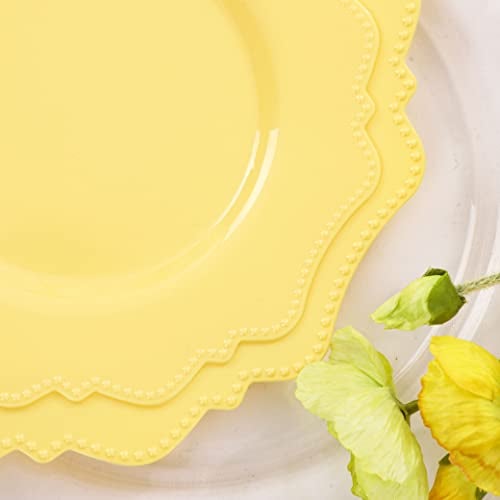 COLOSUS Disposable Lemon Yellow Plastic Plates 60Pcs, Light Baby Yellow Party Plates, Heavy Duty 30 Dinner plate 10.5” and 30 Salad/Dessert Plate 8.25” for Easter day Party Dinner - Image 5
