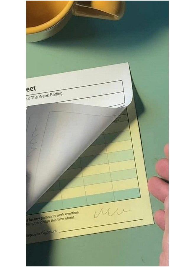 Generic - Weekly Time Sheets 8 1 2" X 5 1 2" Two Part Carbonless White And Yellow Copies Two Color Printing On The Front Side 100 Two Part Sets Per Pack Made And Printed In The Usa - Image 1
