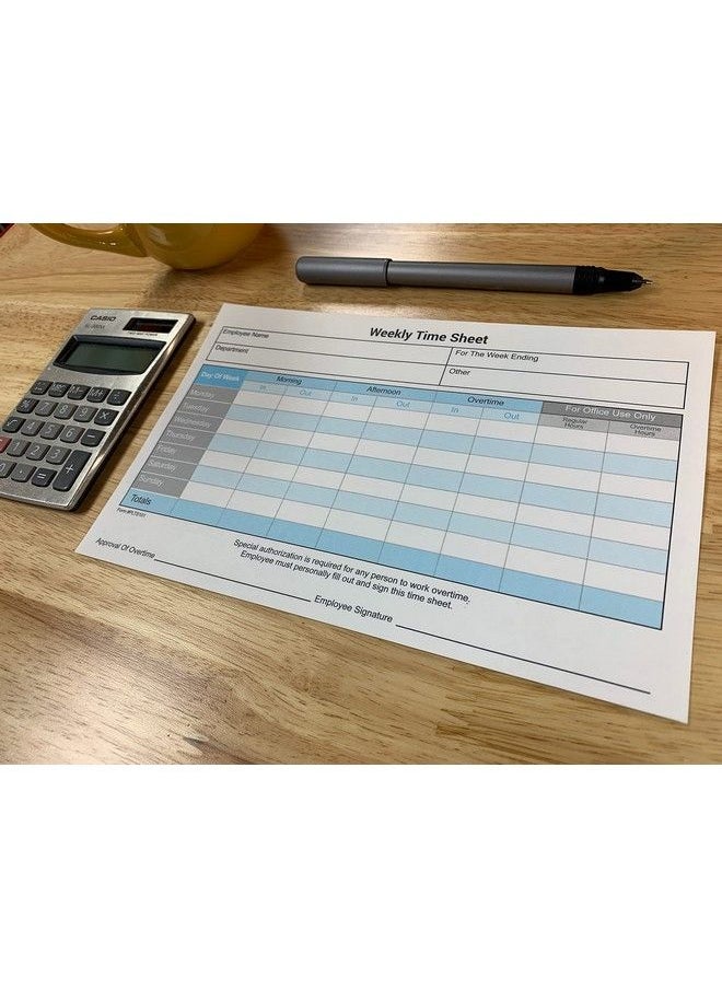 Generic - Weekly Time Sheets 8 1 2" X 5 1 2" Two Part Carbonless White And Yellow Copies Two Color Printing On The Front Side 100 Two Part Sets Per Pack Made And Printed In The Usa - Image 1