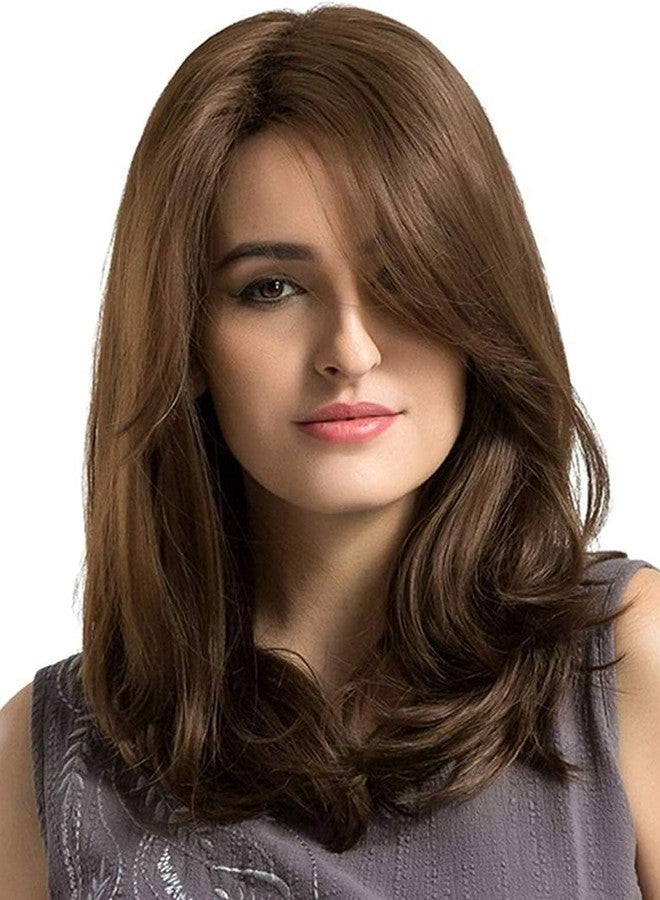 Assu 22-Inch Layered Synthetic Wig with Bangs | Heat-Resistant Glueless Fiber Hair for Women | Natural Brown Long Wig for Daily Use & Parties | Free Wig Cap - Image 1