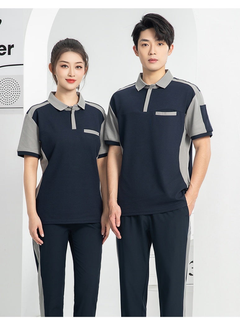 Restaurant Staff T-Shirts Short Sleeve round Neck BBQ Hot Pot Restaurant Service Uniform Breathable Men's Polo Shirt - Image 2