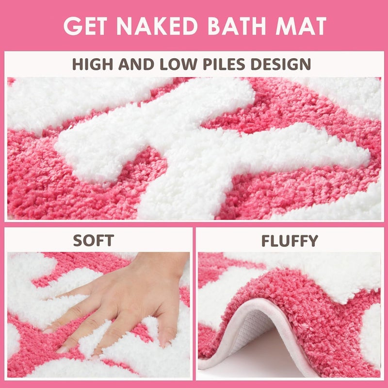 DyeFury Irregular Shaped Get Naked Bath Mat Hot Pink - Fun Bath mat  Small Preppy Bathroom Decor  Funny Aesthetic Bathroom Rugs for Apartmen Decor  Non-Slip Hot Pink Bath Rugs for Girls 31"" x 18"" - Image 4