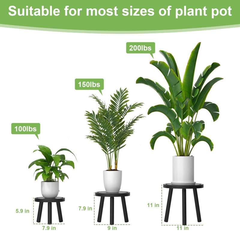 Vecxoty 5-Pack Wood Plant Stands Indoor, Single Plant Stand for 6-12 Inch Pots, Mid-Century Modern Plant Stool, Tall Plant Stand for Large Plants for Living Room, Balcony, Office (Light Brown) - Image 3