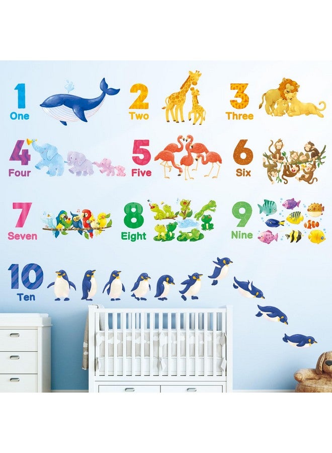 DECOWALL DS12-8076 Number Animal Wall Stickers Decals Alphabet ABC Educational Classroom Bedroom décor Nursery playroom Removable Kids Preschool Decorations Play Toddler Children's - Image 1