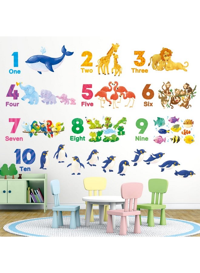 DECOWALL DS12-8076 Number Animal Wall Stickers Decals Alphabet ABC Educational Classroom Bedroom décor Nursery playroom Removable Kids Preschool Decorations Play Toddler Children's - Image 2