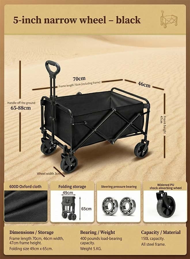 Beauenty Folding Wagon Garden Cart Folding Trolley Cart Outdoor Wagon Collapsible With Removable Fabric Festival Garden Camping Picnic Cart Supports Max 440lbs Capacity Transport Trailer - Image 2