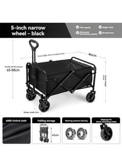 Beauenty Folding Wagon Garden Cart Folding Trolley Cart Outdoor Wagon Collapsible With Removable Fabric Festival Garden Camping Picnic Cart Supports Max 440lbs Capacity Transport Trailer  - Image 2