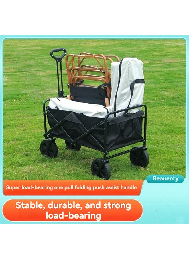 Beauenty Folding Wagon Garden Cart Folding Trolley Cart Outdoor Wagon Collapsible With Removable Fabric Festival Garden Camping Picnic Cart Supports Max 440lbs Capacity Transport Trailer  - Image 3