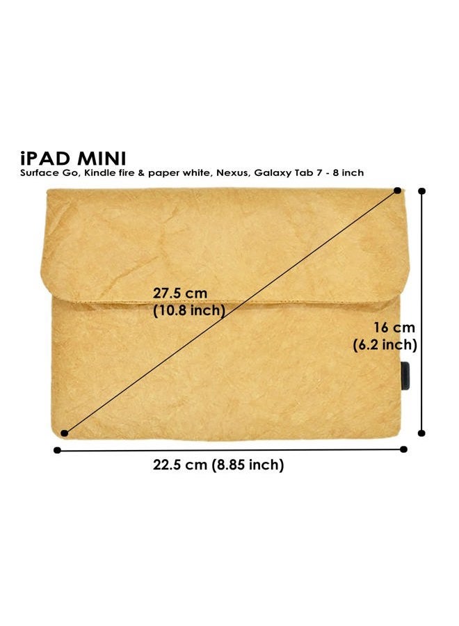 The Mujen Vintage/Retro Tyvek Paper Tablet Sleeve Case, Bag for iPad, Air, Pro, Mini, Surface, Galaxy Tab, Kindle, 12inch Laptop Sleeve Scrapbooking Stickers Organizer (Brown, iPad mini) - Image 2