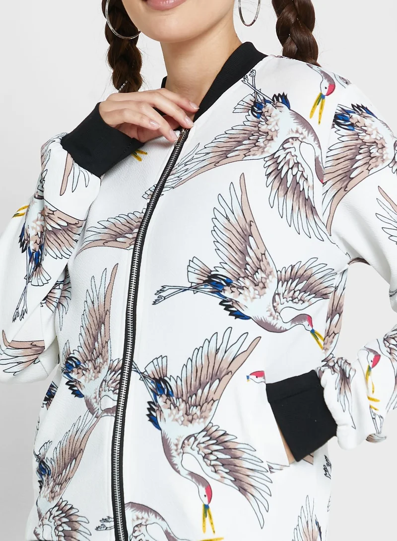 Ginger Printed Zipped Jacket