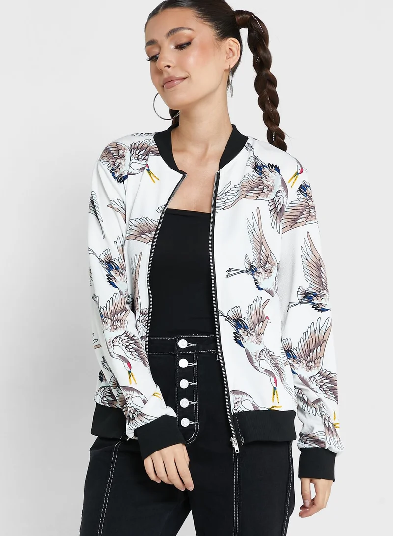 Ginger Printed Zipped Jacket