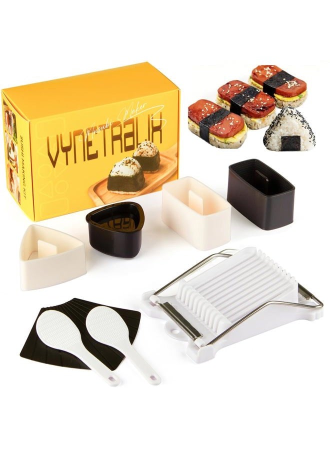 Vynetralix Musubi Press Mold Kit, Includes 2 Musubi Makers, 2 Onigiri Molds, 2 Rice Paddles, Temaki Roller & Luncheon Meat Slicer – Easy to Clean, Dishwasher Safe - Image 1