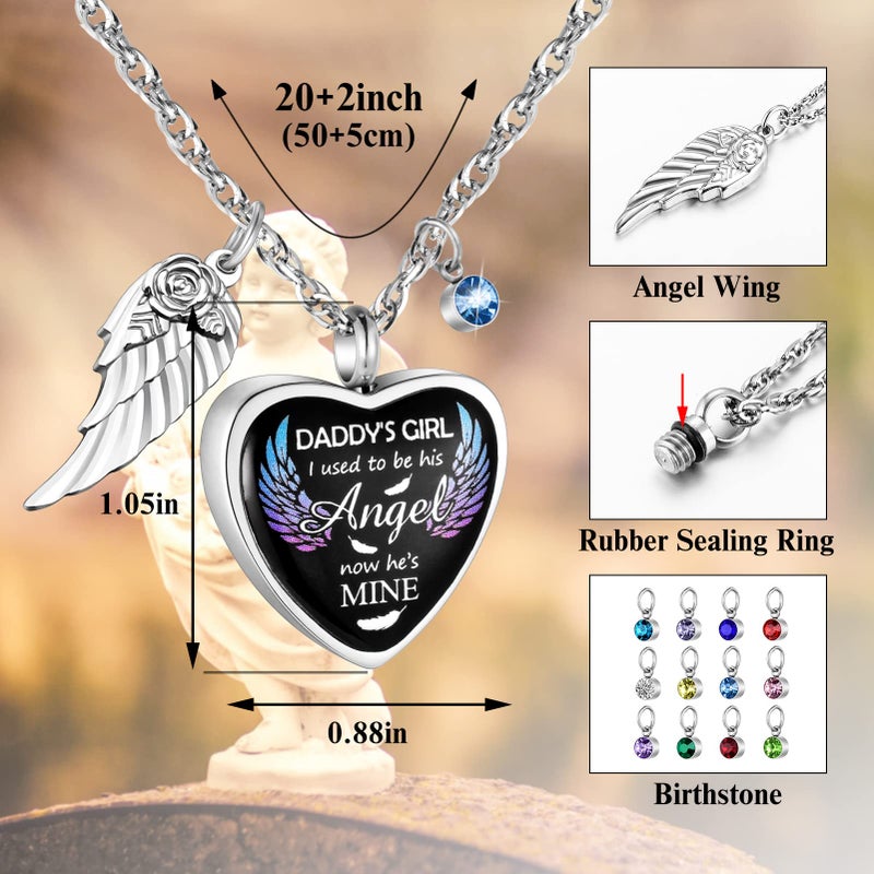 Dletay Heart Urn Necklace for Ashes Birthstones Cremation Jewelry for Ashes Stainless Steel Ash Necklace Memorial Ash Holder - Image 3