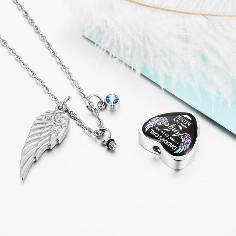 Dletay Heart Urn Necklace for Ashes Birthstones Cremation Jewelry for Ashes Stainless Steel Ash Necklace Memorial Ash Holder - Image 2