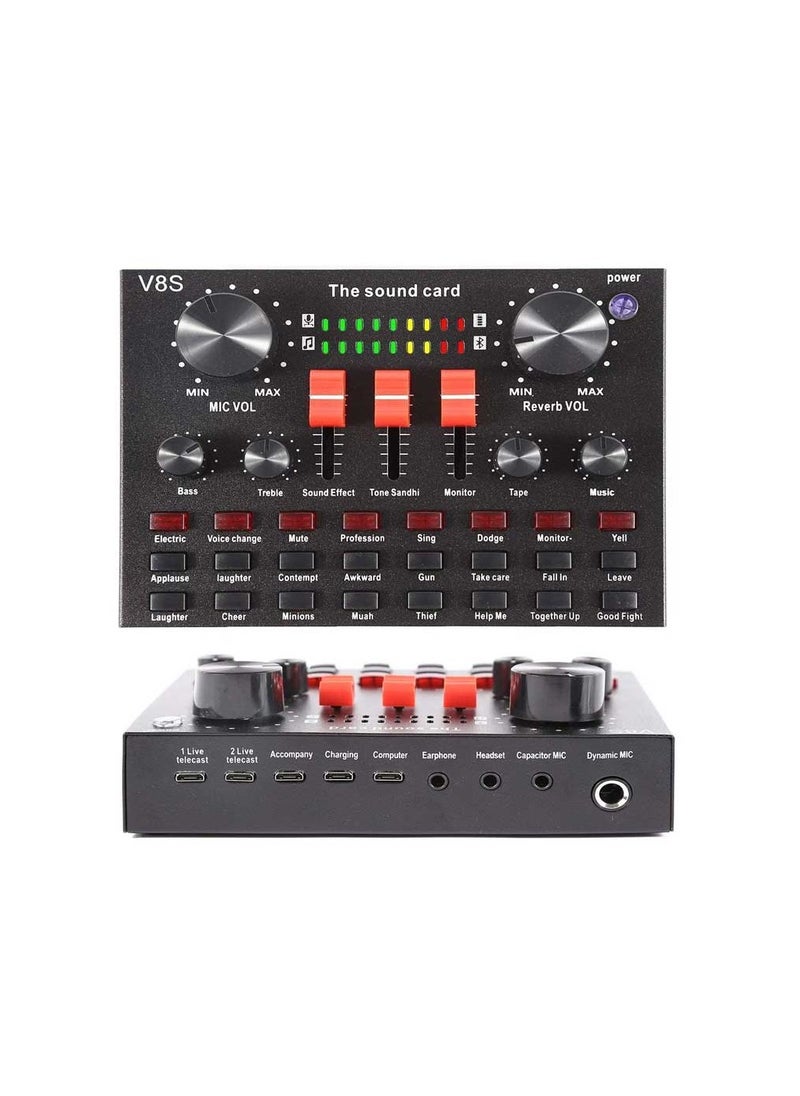 V8s Professional Condenser Microphone With V8S Live Sound Card And Studio Recording Broadcasting Set Black  - Image 2