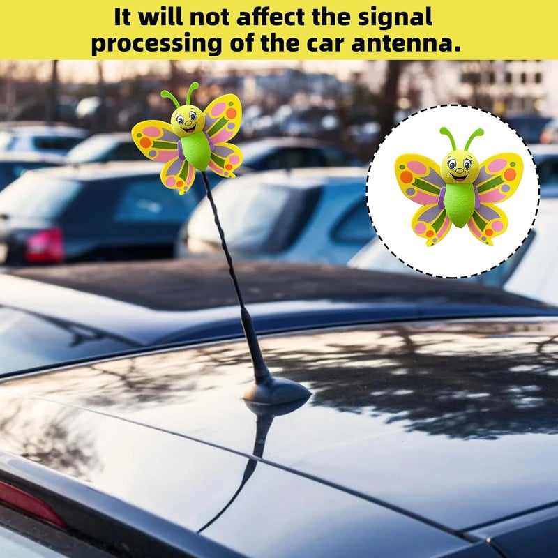 Eophmi Car Aerial Toppers,2 Pcs Colorful Car Antenna Topper,Butterfly Car Aerial Topper,Aerial Decorations Car for Car,Truck, Suv Decoration Car Aerial Balls Butterfly Shape - Image 4