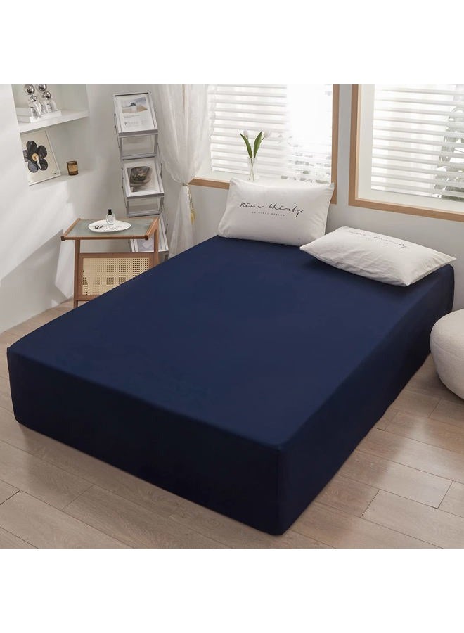 rushrushlulu Bedding Twin Size Fitted Sheet Only-Twin Size Deep Pocket Bottom Sheet Fits 15inches Bed Matress Sheet Soft and Microfiber-Easy Care Navy Blue - Image 2