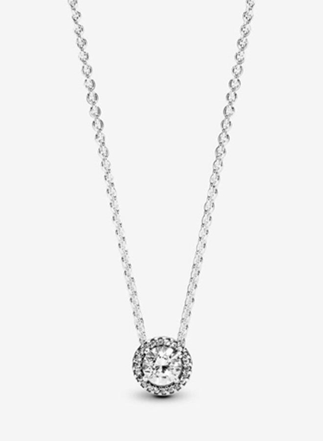 Chomel Women's Sparkling Round Pendant Corell Necklace 925 Silver 386240CZ-45 - Image 1