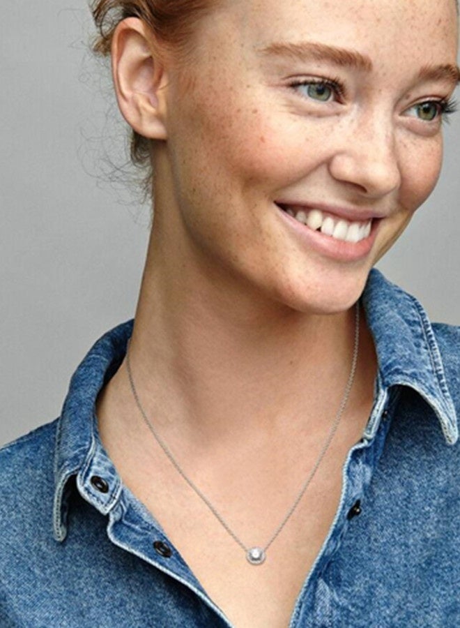 Chomel Women's Sparkling Round Pendant Corell Necklace 925 Silver 386240CZ-45 - Image 4