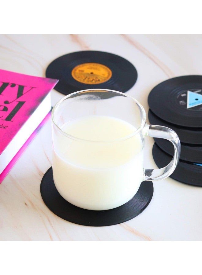 WAOKN Set of 6 Retro Vinyl Record Coasters, Suitable for Music Lovers, Insulated Non-slip Coffee Tea Cup Desktop Protection Pad, Home Desktop Decoration, Creative Gift for Wedding  - Image 3