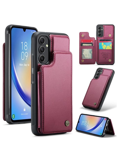 Wallet Case for Samsung Galaxy A54, Premium Handmade Durable PU Leather Slim Shockproof Case with [Double Magnetic Clasp] [Card Holder] [Kickstand] [RFID Blocking] (Red)