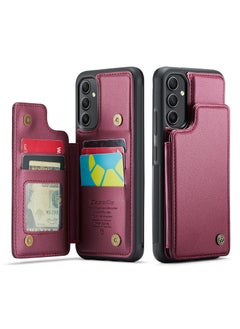 CaseMe Wallet Case for Samsung Galaxy A54, Premium Handmade Durable PU Leather Slim Shockproof Case with [Double Magnetic Clasp] [Card Holder] [Kickstand] [RFID Blocking] (Red)  - Image 2