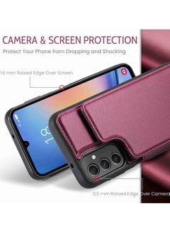 CaseMe Wallet Case for Samsung Galaxy A54, Premium Handmade Durable PU Leather Slim Shockproof Case with [Double Magnetic Clasp] [Card Holder] [Kickstand] [RFID Blocking] (Red)  - Image 3
