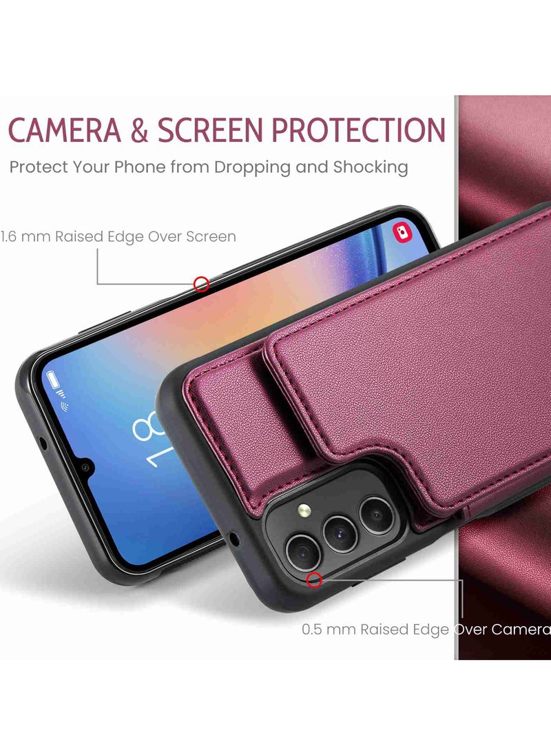 Wallet Case for Samsung Galaxy A54, Premium Handmade Durable PU Leather Slim Shockproof Case with [Double Magnetic Clasp] [Card Holder] [Kickstand] [RFID Blocking] (Red)