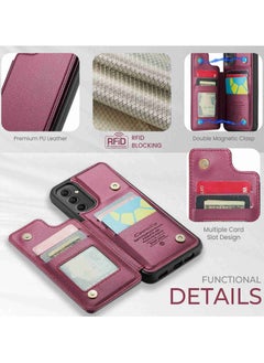 CaseMe Wallet Case for Samsung Galaxy A54, Premium Handmade Durable PU Leather Slim Shockproof Case with [Double Magnetic Clasp] [Card Holder] [Kickstand] [RFID Blocking] (Red)  - Image 4