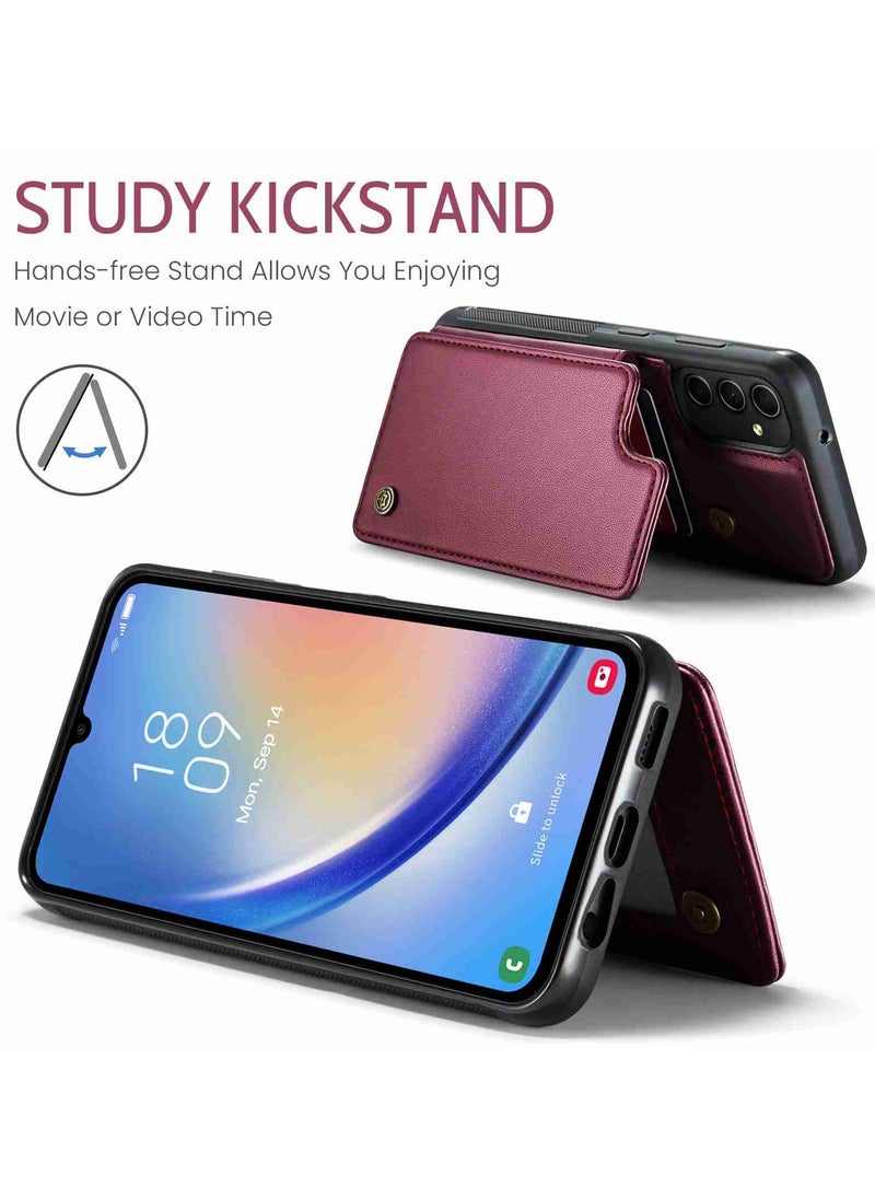 Wallet Case for Samsung Galaxy A54, Premium Handmade Durable PU Leather Slim Shockproof Case with [Double Magnetic Clasp] [Card Holder] [Kickstand] [RFID Blocking] (Red)