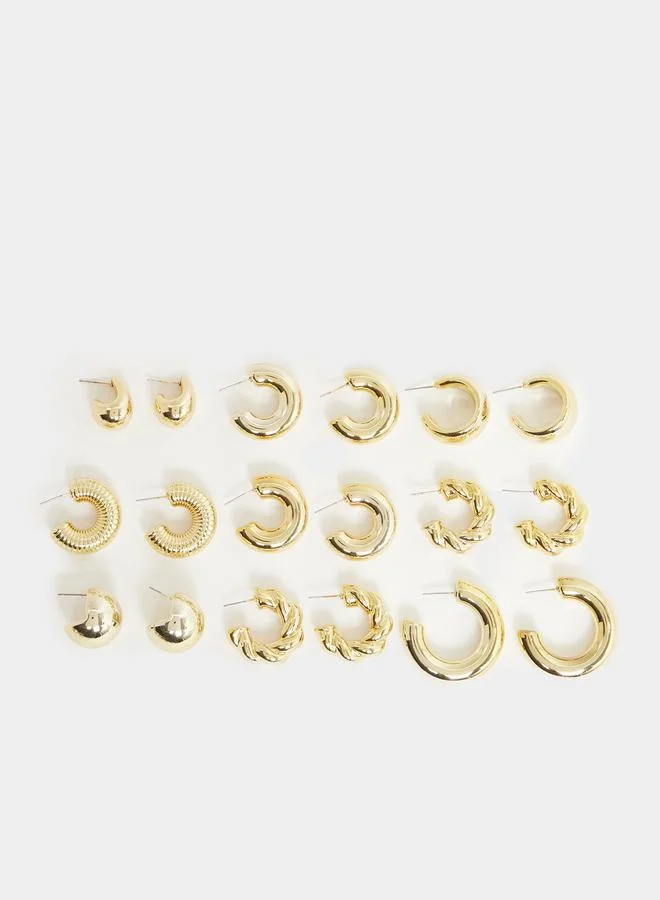 Styli Pack of 9 - Gold Hoop Earrings