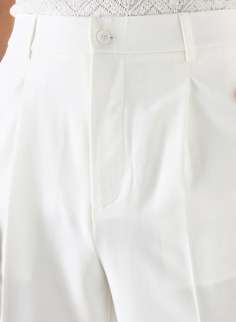 Iconic Iconic Solid Pants with Button Closure and Pockets