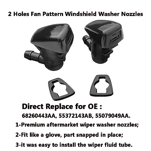 AMFRNE 68260443AA Premium Wiper Washer Nozzles Fit for 2005-2023 Jeep Grand Cherokee WK WK2 WL Windshield Washer Fluid Jet Nozzle | Easy to Install | 2 Pack, Ref 55372143AB, Grand Cherokee Accessories - Image 2