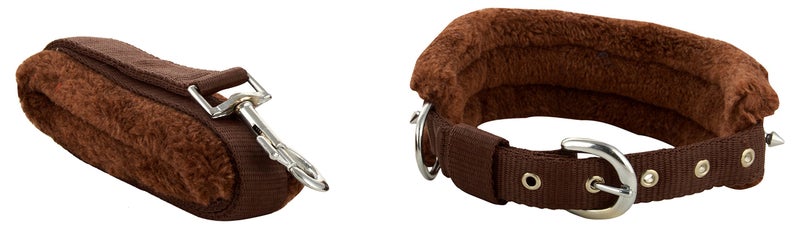 Skora Nylon Brown 1 inch Fur Collar & Leash (Medium, Brown) - Image 2