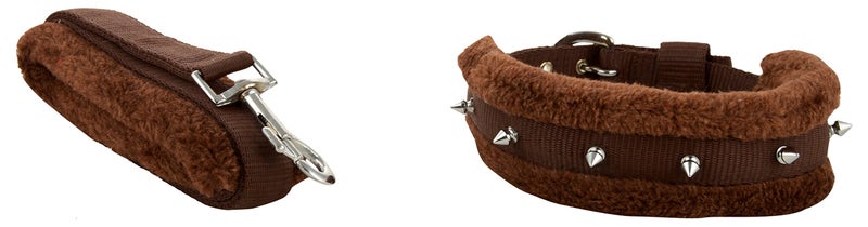 Skora Nylon Brown 1 inch Fur Collar & Leash (Medium, Brown) - Image 1