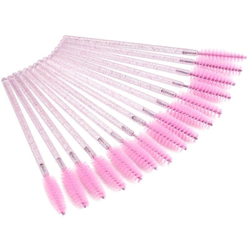 Tbestmax 100 Disposable Eyelash Brush Mascara Wands Spoolies for Eye Lashes Extension Eyebrow and Makeup Pink - Image 1