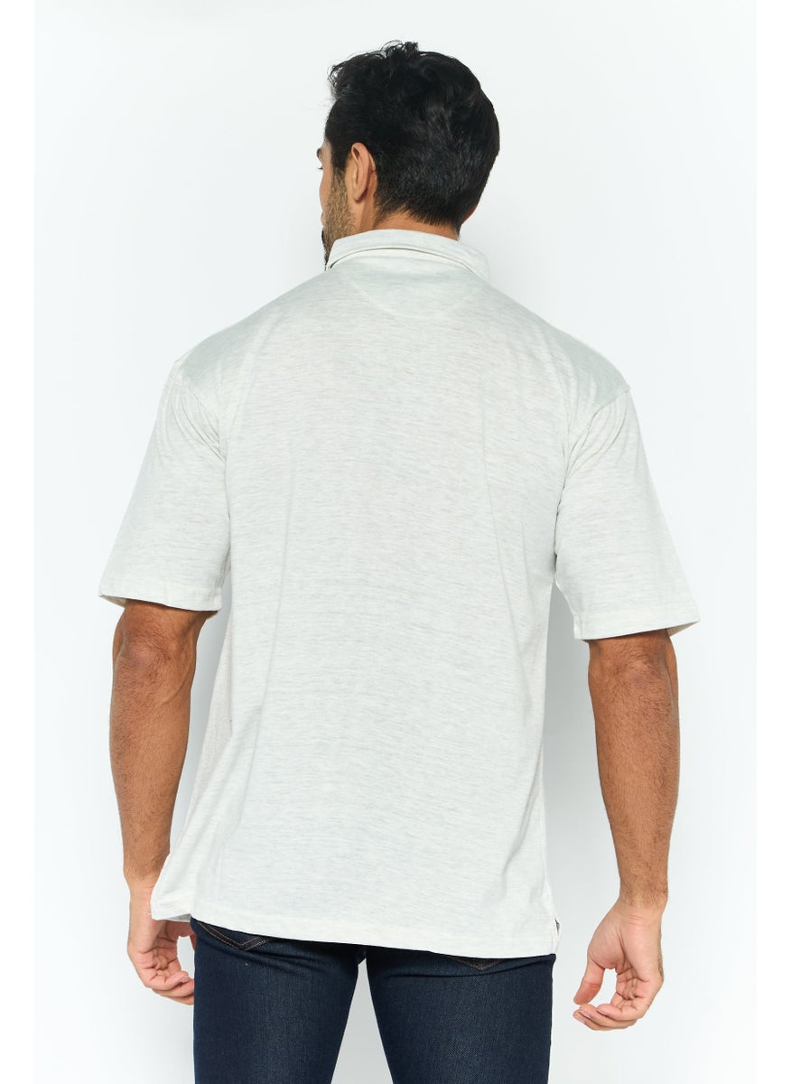 Burnside Men Regular Fit Heather Short Sleeve Polo Shirt, Light Grey  - Image 3